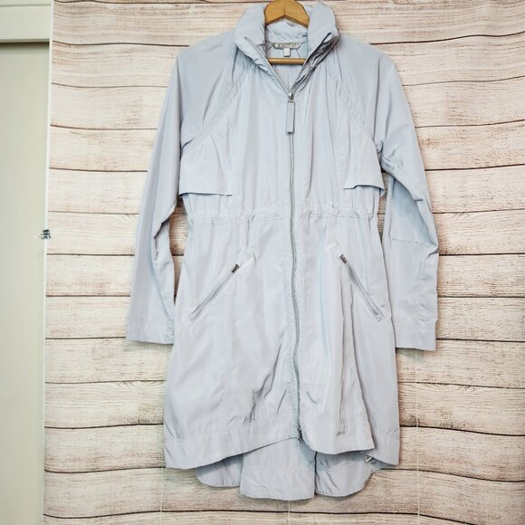 Athleta Drip Drop Rain Jacket Hooded Water-Repellent Long Women's Size XS Gray - Picture 1 of 16